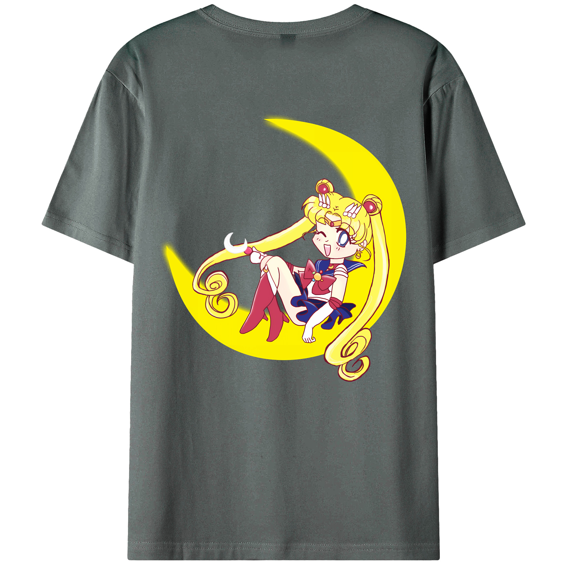 （画像用） 美少女戦士セーラームーン 月野 うさぎ つきの うさぎ Sailor Moon Tsukino Usagi 綿100％ メンズ半袖Tシャツ（バックプリント） 通気性